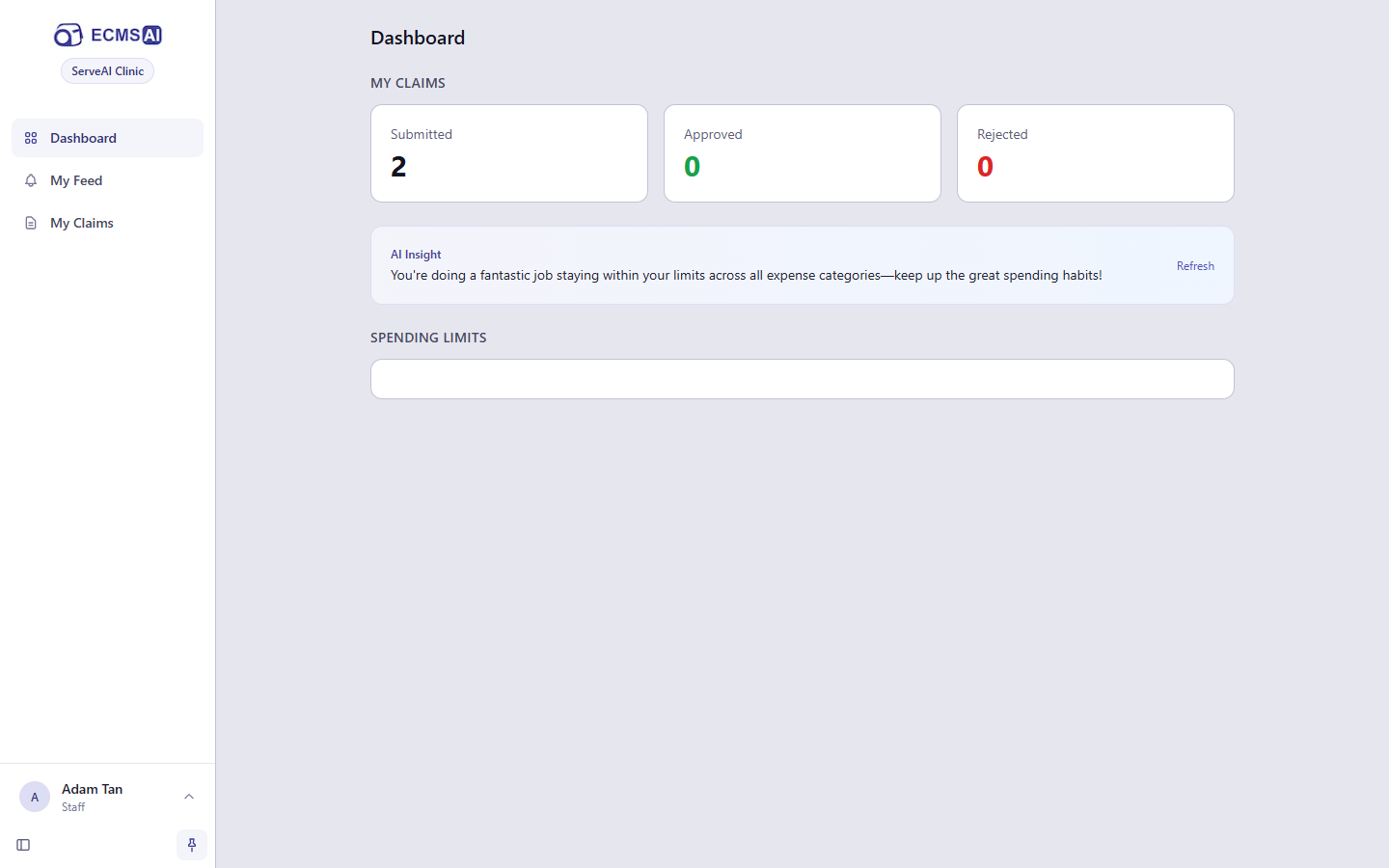 Staff dashboard
